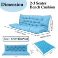 thumbnail image 4 of SDJPOI Porch Swing Replacement Cushion, 4" Thick Waterproof 2-3 Seater Bench Cushion with Backrest, Outdoor Swing Cushions for Outdoor Furniture（Sky Blue,47*40in）, 4 of 6