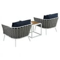 thumbnail image 5 of Modway Stance 3 Piece Outdoor Patio Aluminum Sectional Sofa Set in White Navy, 5 of 10