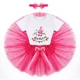 thumbnail image 3 of IBTOM CASTLE Toddler Baby Girls 1st/2nd/3rd Birthday Outfit Bunting Fancy Princess Romper+Rainbow Tutu Skirt+Headband 3PCS Clothes Set 2 Years Hot Pink, 3 of 8