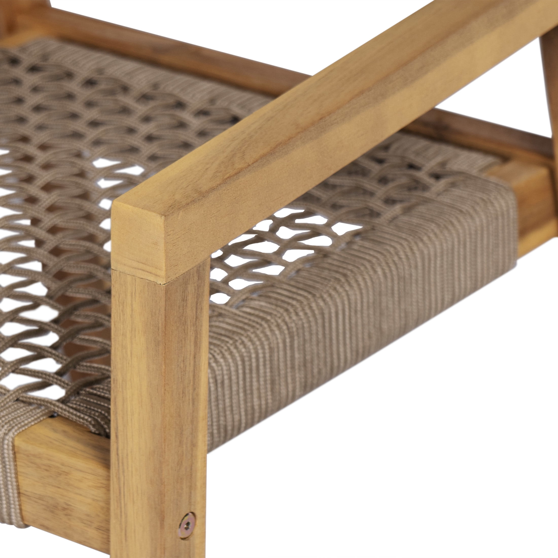 Christopher Knight Home 7-Piece Patio Dining Set, Acacia Wood Table and Rope Woven Chairs, Light Teak