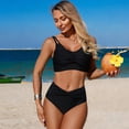 thumbnail image 6 of Women's High Waisted Bikini Sets Twist Front Push Up Spaghetti Straps Ruched Two Piece Swimsuit Bathing Suit Black XL, 6 of 6
