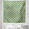 thumbnail image 1 of Floral Tapestry, Flower Petals Motif with Polka Dots in Geometric Grid Symmetric Design, Fabric Wall Hanging Decor for Bedroom Living Room Dorm, 5 Sizes, Cream and Peacock Green, by Ambesonne, 1 of 1