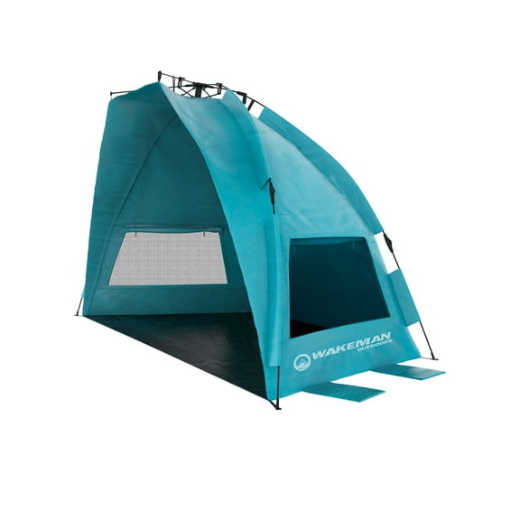 Pop-Up Beach Tent – Instant Shade Canopy with UV Protection – Water and Wind-Resistant Sun Shelter with Carry Bag by Wakeman Outdoors (Turquoise)