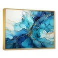thumbnail image 2 of Designart Abstract Shapes framed wall art decor, Abstract Shapes framed wall Art, Storm In Gold And Blue: Alcohol Ink , gold Large Gold framed wall art, 44x34 inches Gold Frame, 2 of 5
