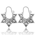 thumbnail image 3 of Pendientes colgantes vintage HuaTang para mujer dorado y plateado bohemios geométricos tallados, 3 of 5