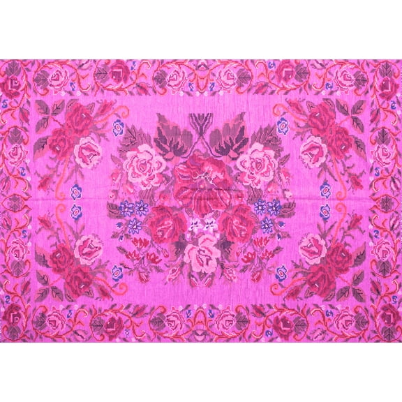 Ahgly Company Indoor Rectangle Medallion Pink French Area Rugs, 5' x 7'