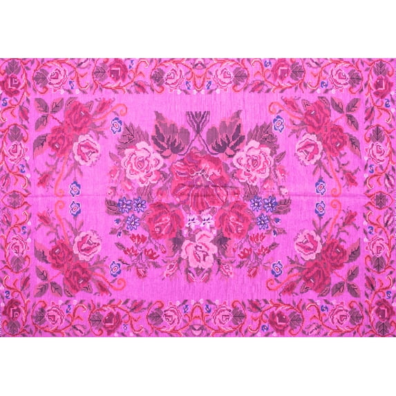 Ahgly Company Indoor Rectangle Medallion Pink French Area Rugs, 8' x 12'