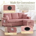 thumbnail image 5 of L-Shaped Sectional Sofa,Corduroy Convertible 3-Seat Sofa Couch with Pull-Out Storage,Ottoman for Living Room,Apartment,Pink, 5 of 7
