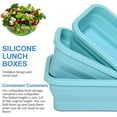 thumbnail image 4 of Silicone Collapsible Food Storage Containers-Prep/Storage Bowls with Lids - Set of 3 Square Silicone Lunch Containers - Microwave, Dishwasher and Freezer Safe (blue), 4 of 7