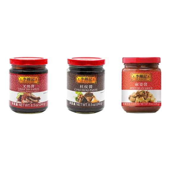 NineChef Brand Spoon Plus 3 Pack Lee Kum Kee Cooking Sauce, 3 Flavors(Char Siu Sauce,Chu Hou,Spicy Bean Sauce)