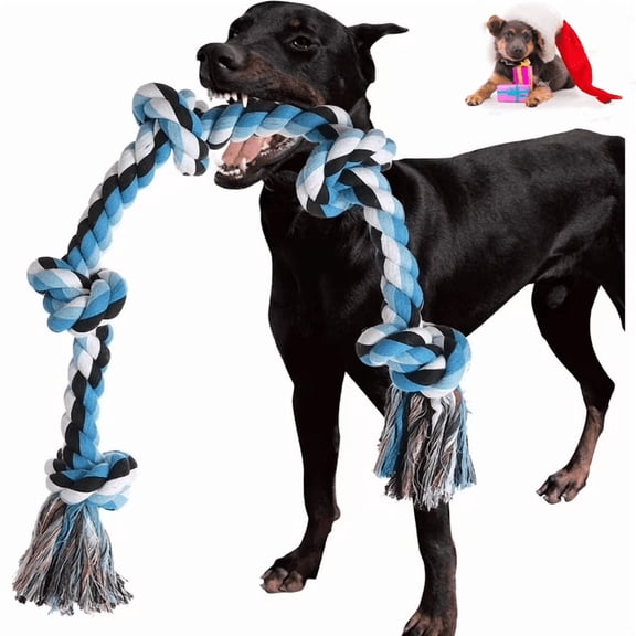 Olurrisa Dog Rope Toy for Large Medium Dogs, 3 Feet 5 Knots Dog TChew oy, Sturdy Rope toy for Dogs Tug Teeth Cleaning