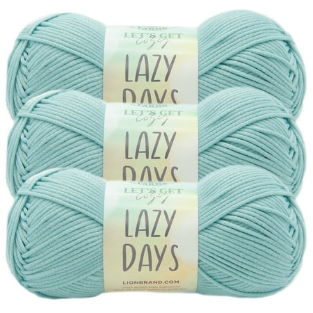 UPC: 0842093137115 | Lion Brand Yarn Lazy Days Surf Spray Tube Style Medium Polyester Blue Yarn 3-Pack