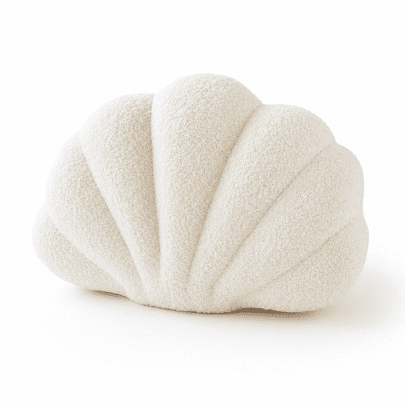 Beige Small-13Inch Shell Shaped Soft Plush Decorative Throw Pillow for Home Decor