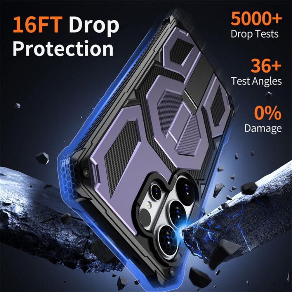For Samsung Galaxy S26 Ultra 5G Case [Compatible With MagSafe], Hidden Metal Kickstand, Military-Grade Heavy Duty Case with Bumper Frame, 360° Full Body Shockproof Protection Cover,Purple