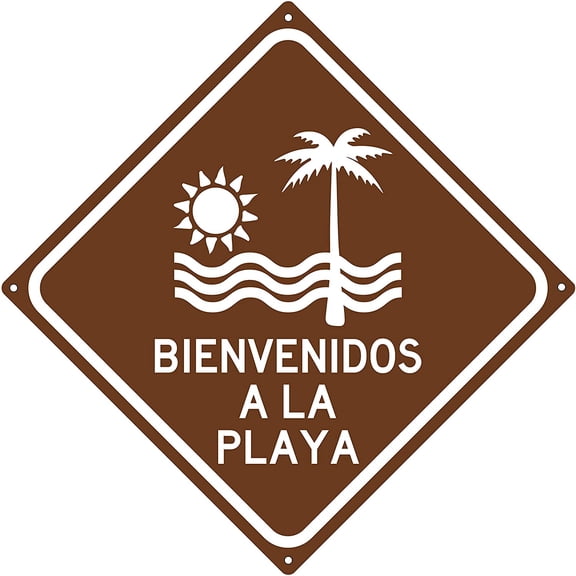 Bienvenidos A La Playa 12" x 12" Tin Beach Sign Hispanic Latinx Welcome to The Beach Spanish Tropical Vacation Home Decor