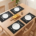 thumbnail image 3 of Placemats Set of 6 Leather Placemats with Pattern for Kitchen Dining Table Decor Heat Resistant Table Place Mats Dark Black 17.7x11.8inch, 3 of 6