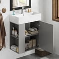 thumbnail image 3 of Euroco 21.6 inch Modern Floating Bathroom Vanity with Ceramic Basin - Perfect for Small Bathrooms, Left side storage, 3 of 9