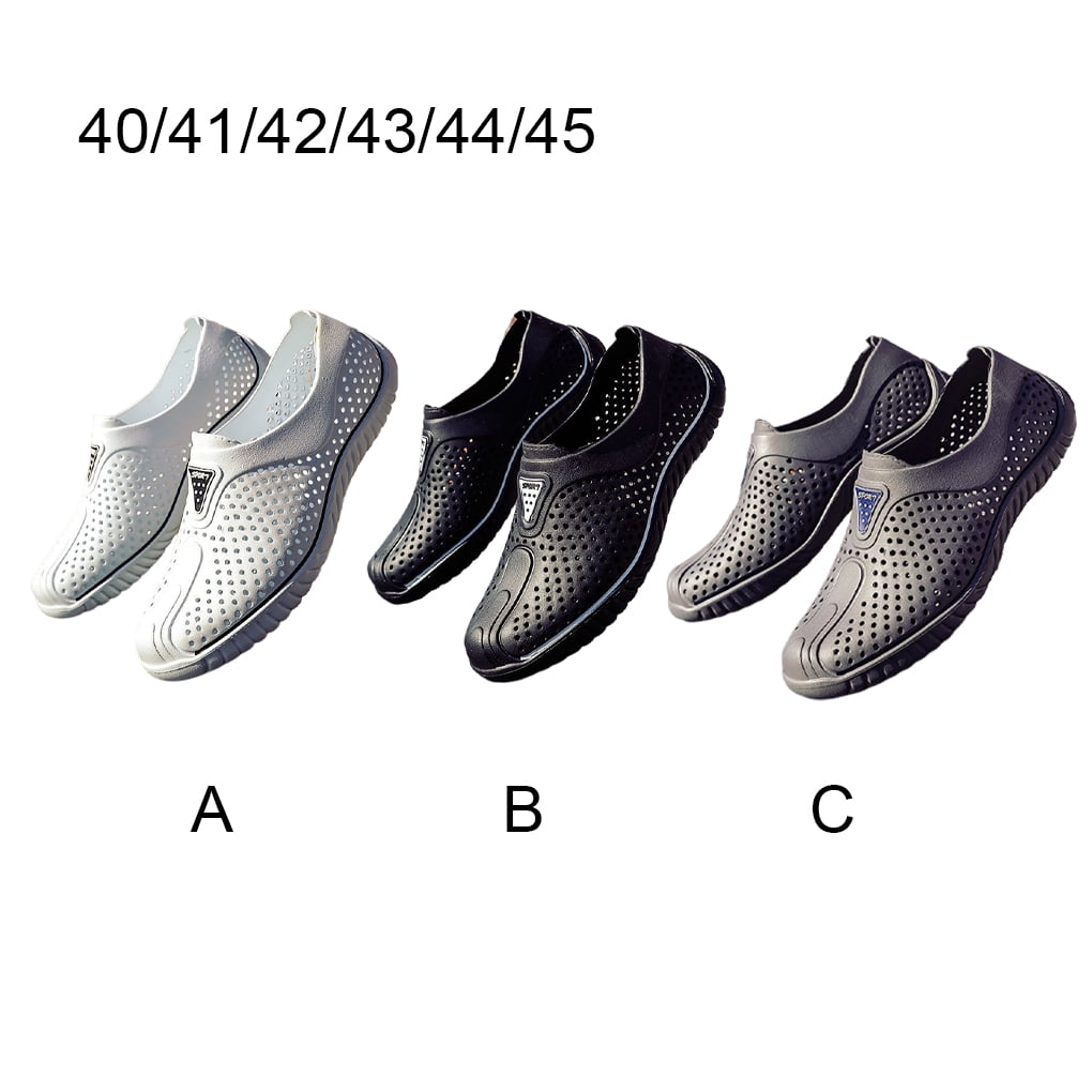 Breathable Men Slippers Hollow Lightweight Business Vacation Daily Wear Beach Water Non slide Waterproof Slipper Garden Sandal Business Daily Black 40