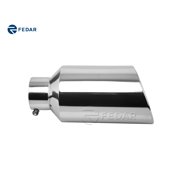 Fedar 4 inch Inlet 7 Outlet 15 inch Long Rolled End Angle Cut Exhaust Tip Tail Pipe