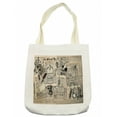 thumbnail image 1 of Clock Tote Bag, Antique Accessories Design Old Fashion Magazine Sewing and Writing Tools Print, Cloth Linen Reusable Bag for Shopping Books Beach and More, 16.5" X 14", Cream, by Ambesonne, 1 of 2