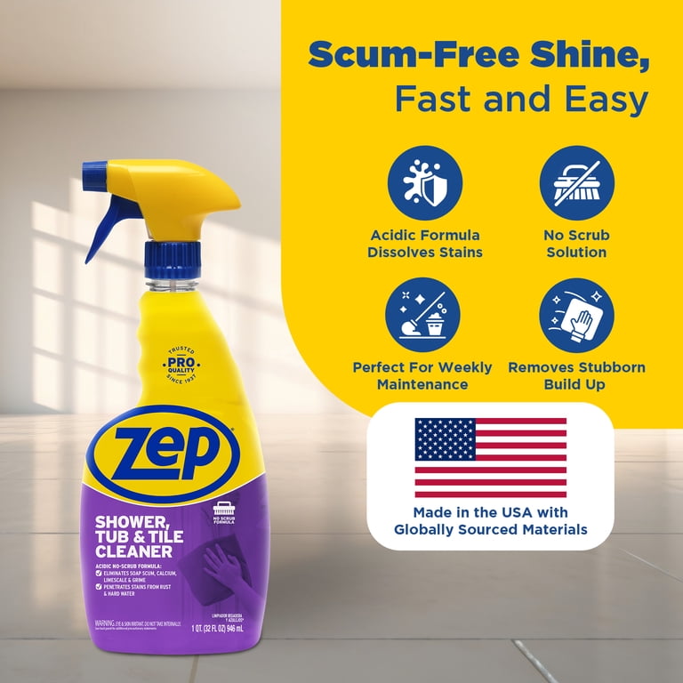 Zep, Shower, Tub and Tile Cleaner, 32 oz, Case of 4 - Walmart.com