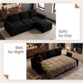 thumbnail image 4 of Marrber 78” Oversized Modern Plush Corduroy L-Shaped Modular 4-Seater Pull-Out Sectional Sleeper Sofa Bed with Hidden Storage for Living Room and Apartment, Black, 4 of 7