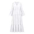 thumbnail image 5 of Lnmiateer Women Flowy Tiered Ruffle Maxi Dress V Neck Bell Sleeve Solid Soft Breathable Sundress for Beach Holiday Weekend Casual Outfit, 5 of 5
