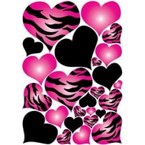 Hot Pink Radial, Zebra Print Heart Wall Decals Stickers/Jungle Safari Hearts Wall Decor