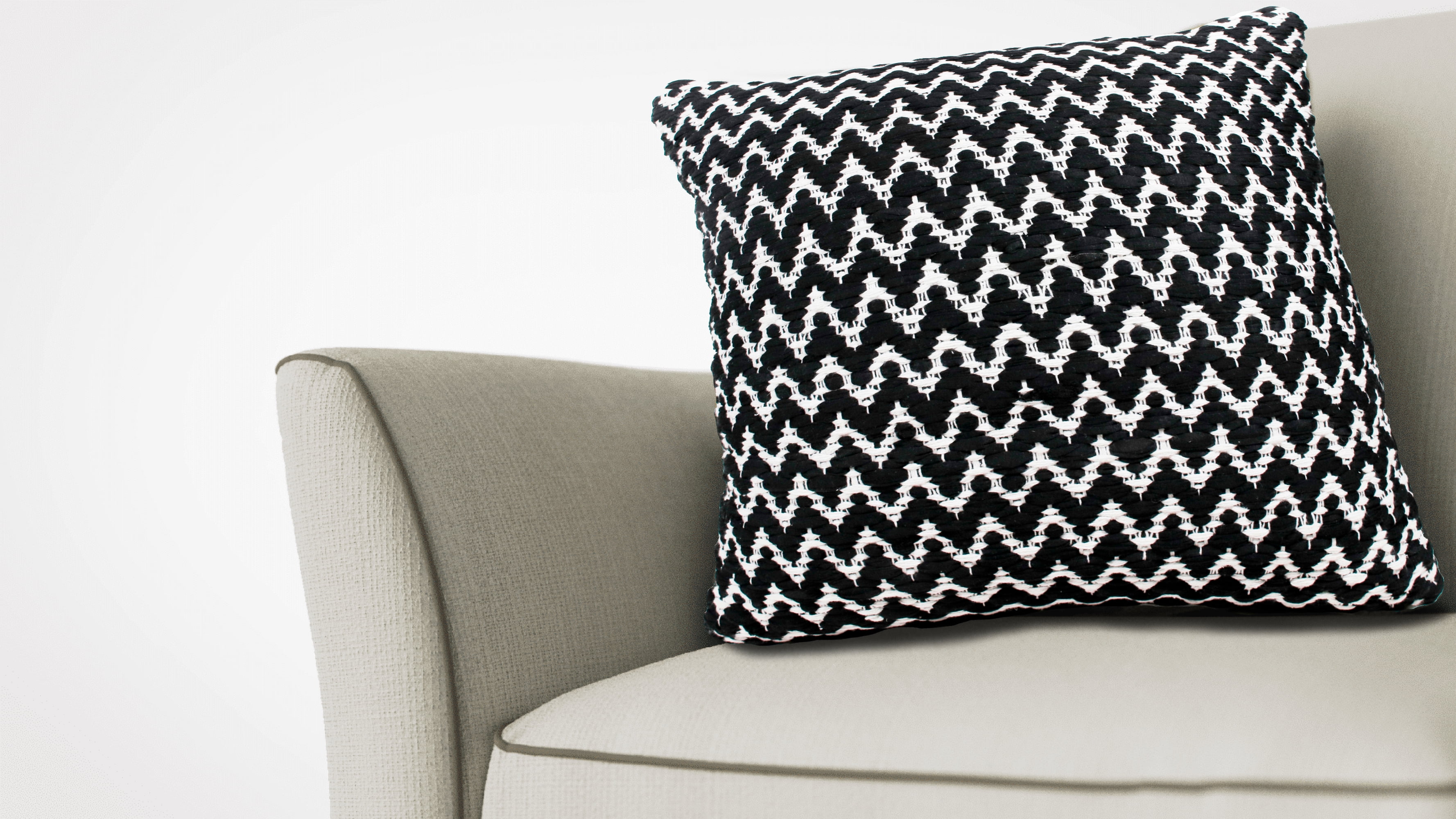 Harlow Hill Indoor Chic Chevron Handwoven Square Throw Pillow, Black / White, 20" x 20"