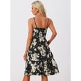 thumbnail image 4 of DARING DIVA Women's Floral Print Crochet Panel Midi Dresses XS Black, 4 of 6