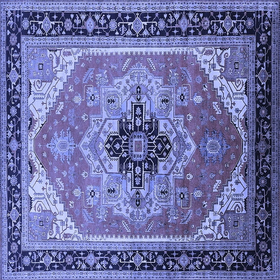 Ahgly Company Indoor Square Oriental Blue Industrial Area Rugs, 8' Square