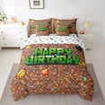 thumbnail image 2 of Homewish Happy Birthday 7-Piece Twin Bedding Sets,Abstract Pixel Geometric Bedding Comforter Set,Green Brown Sheet Sets For Boys Kids,Ultra Soft Home Decor Reversible, 2 of 8