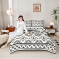 thumbnail image 4 of Feelyou Hippie Tribal Aztec Full Size Comforter Sets, White Black Abstract Bedding Comforter Set, Teens Adult Women Men Reversible Bedding Sets, Super Cozy Room Decor, 3pcs, 4 of 8