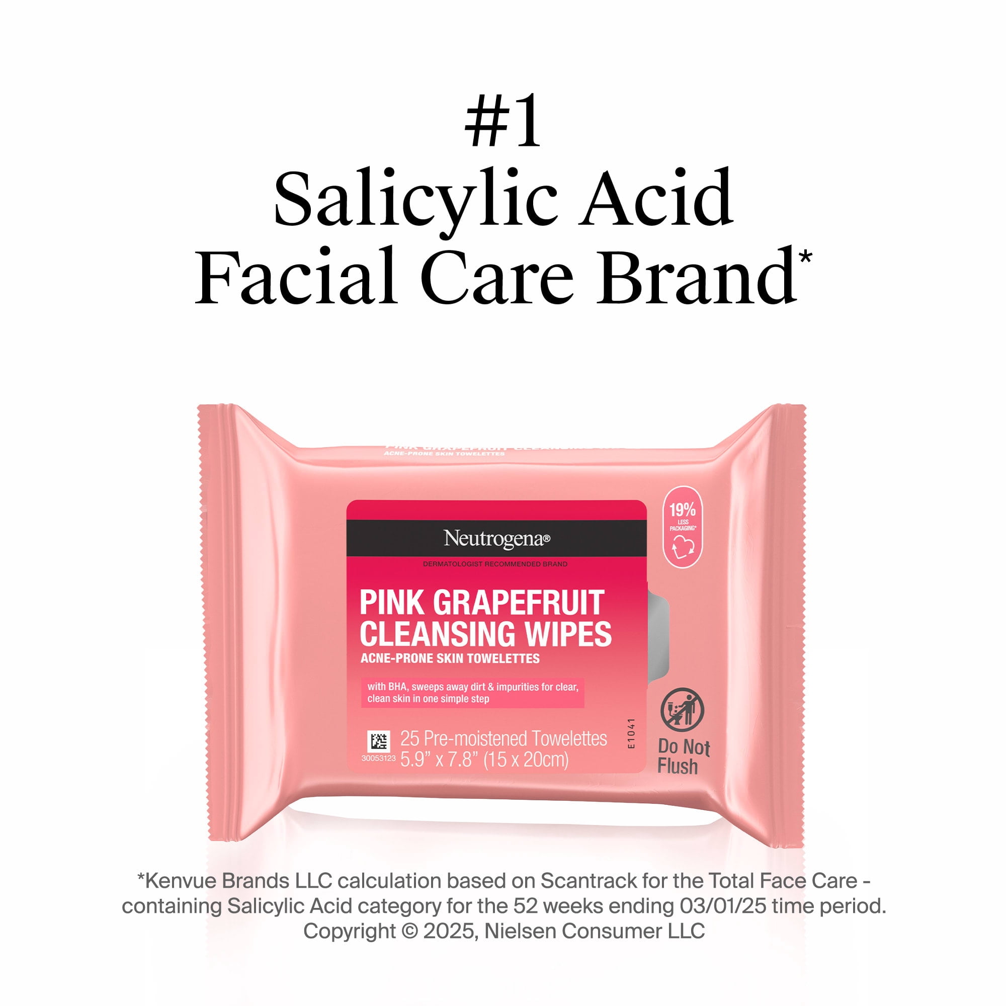 (3 pack) Neutrogena Makeup Remover Cleansing Wipes, Pink Grapefruit, 2 x 25 Count