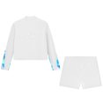 thumbnail image 5 of TiaoBug Kids Girls Figure Ice Skatinhg Gym Workout Tracksuit Long Sleeve Zipper Sweatshirt and Short Set White 8, 5 of 6