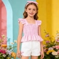 thumbnail image 2 of RMGVDSD Little Girls Clothes Toddler Kids Summer Outfits Ruffle Sleeveless Tank Tops And Shorts Headband 3Pcs Stylish Clothing Sets Cute Girls Clothes, 2 of 4