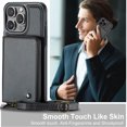 thumbnail image 6 of Elehold PU Leather Zipper Pocket Wallet Case for iPhone 16 Pro RFID Blocking Card Holders Large Capacity Anti-Scratch Detachable Handstrap Shockproof Case, Black, 6 of 7