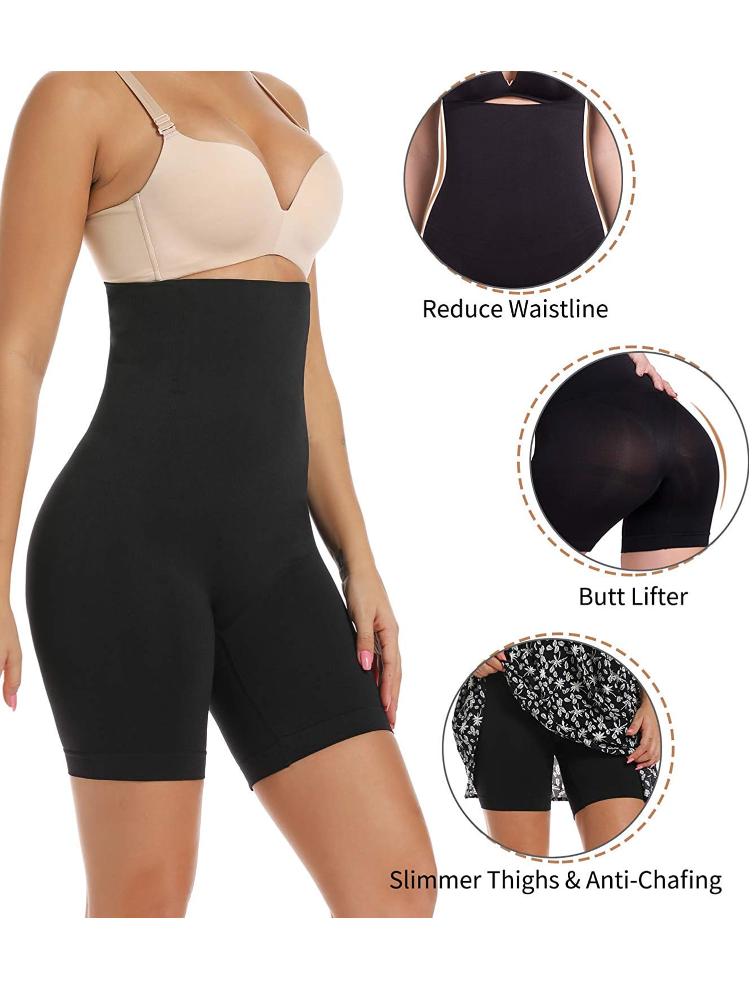 602 - Women's High-Waisted Mid-Thigh Shapewear Shorts with Tummy