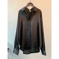 thumbnail image 4 of High Quality Elegant Imitation Silk Blouse Spring Women Fashion Long Sleeves Satin Blouse Vintage Femme Stand Street Shirts, 4 of 5