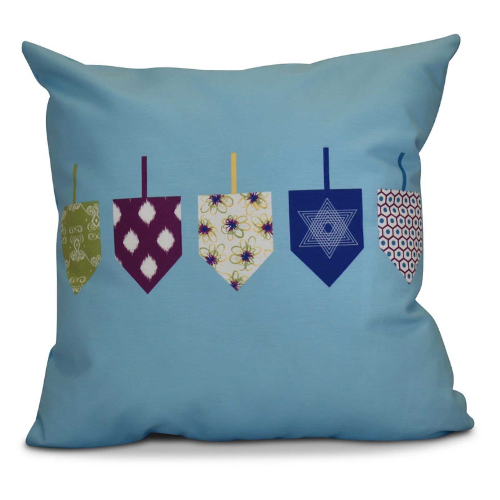 Simply Daisy Doodled Dreidels Geometric Print Outdoor Pillow