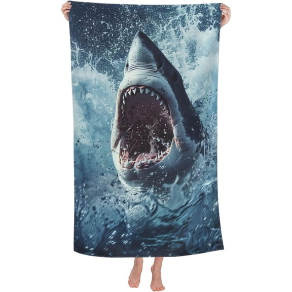 Ocean Shark Beach Towel, Soft Lightweight Microfiber Quick Dry Bath Towels Gifts for Bathroom, Pool, Travel, Swimming Decor 31"x71"