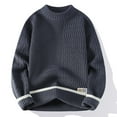 thumbnail image 2 of Fjofpr Black and Friday Deals Mens Sweaters Casual Pullover Men Casual Round Neck Solid Color Long Sleeve Striped Knit Sweater, 2 of 4