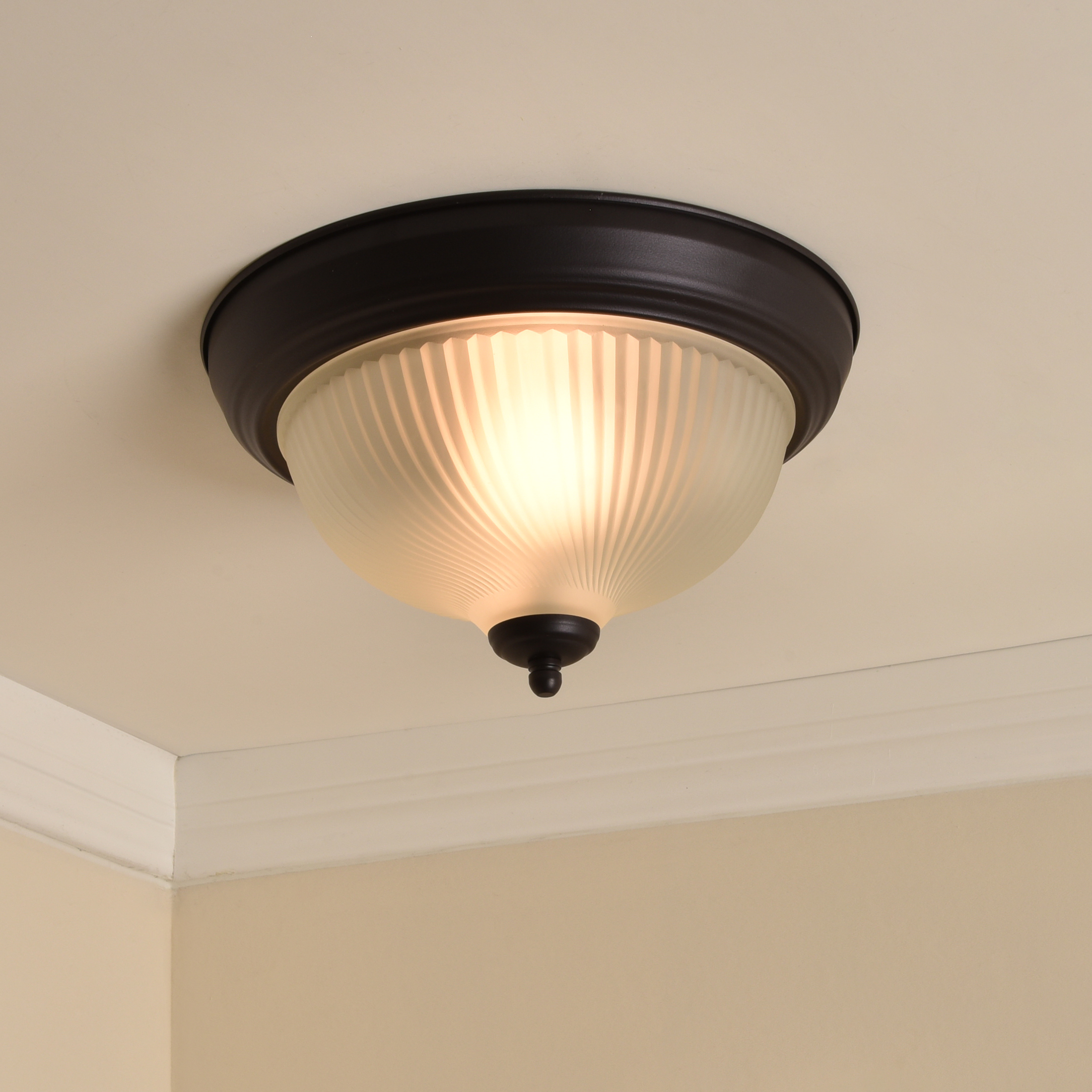 Mainstays 10.98 in Indoor Flush Mount Ceiling Light, Bronze photo 2