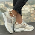 thumbnail image 5 of Leey-World Women Shoes Casual Womens Tennis Shoes PU Leather Sneakers Casual Walking Shoes for Women Womens Hiking Shoes(Beige,7.5), 5 of 6