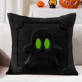 thumbnail image 5 of Halloween Pillow Covers 18x18 inch Set of 2, Green Eyes Black Ghost Throw Pillow Cases Soft Plush Faux Fur Wool Couch Cushion Case for Chair Sofa Bedroom Living Room Home Decor, 5 of 5