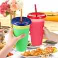 thumbnail image 3 of Tasses Changeant de Couleur 24 oz - 4 Tasses Réutilisables, Couvercles et Pailles, Ensemble de 4, 3 of 6