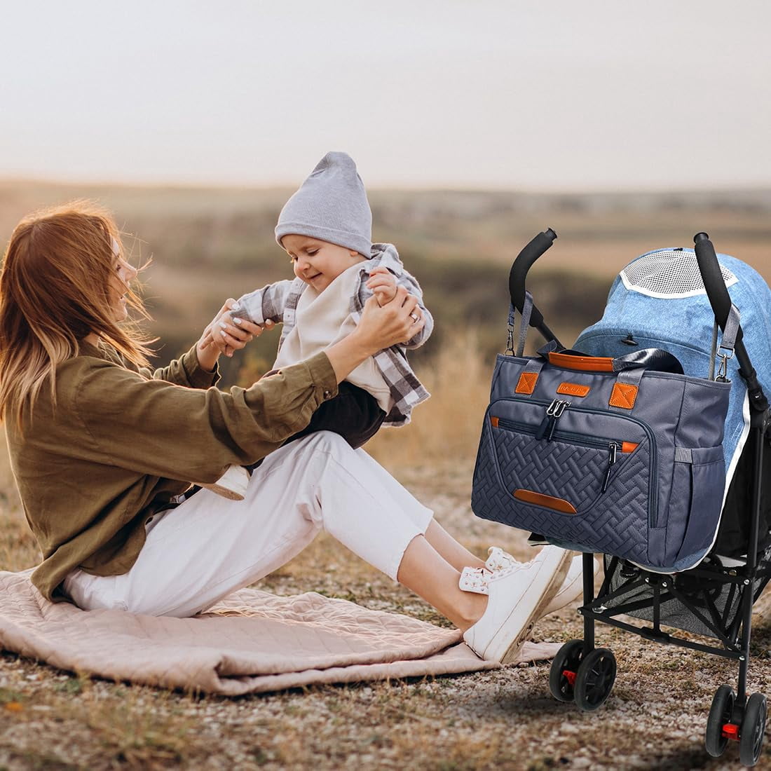 Diaper Tote Bag, Large Diaper Bag with 16 inch Laptop Compartment, Defahn Crossbody Toddler Baby Bags for Boys, Travel Black Diaper Bag