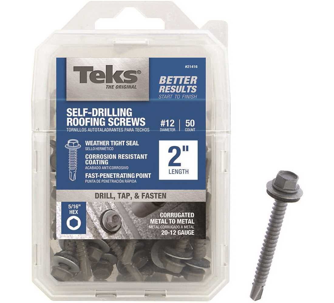 Roofing Screw - #12 x 2"" - Hex Head - Pkg of 50 - ITW Teks 21416