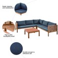 thumbnail image 4 of 4 Pieces Patio Furniture Sets, A-cacia Wood Outdoor Sectional Sofas with Coffee Table, All-Weather Conversation Sets with Cushions for Backyard, Deck, Gray, 4 of 8