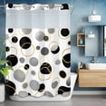 thumbnail image 6 of No Hook Black Polka Dots Shower Curtain with Snap in Liner Set, Modern Abstract Art Waterproof Fabric Bathroom Curtains with See Through Top Window, Hotel Style Long 72 x 84 Inch, 6 of 9